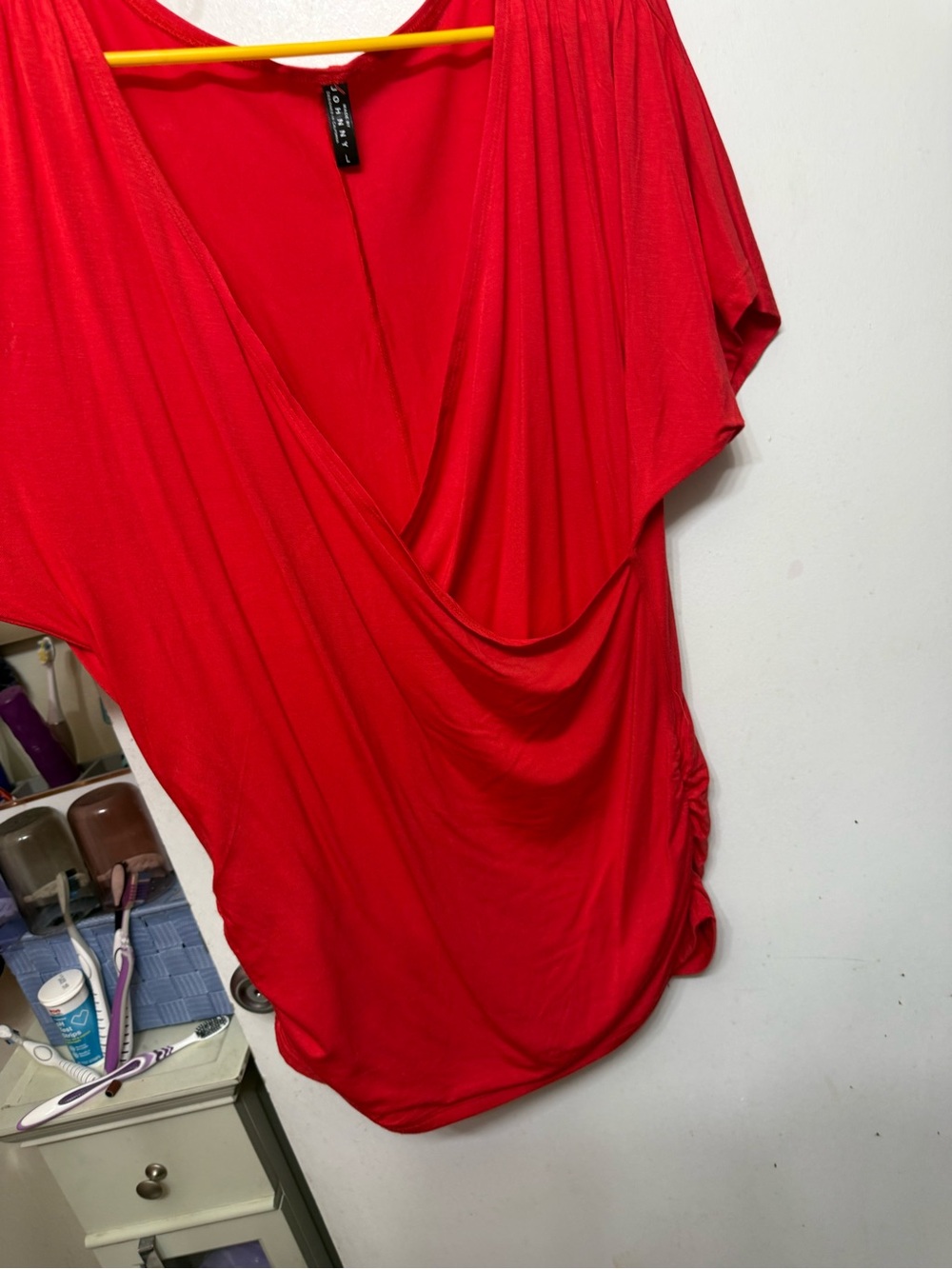 By Johnny Red Draped Surplice Top